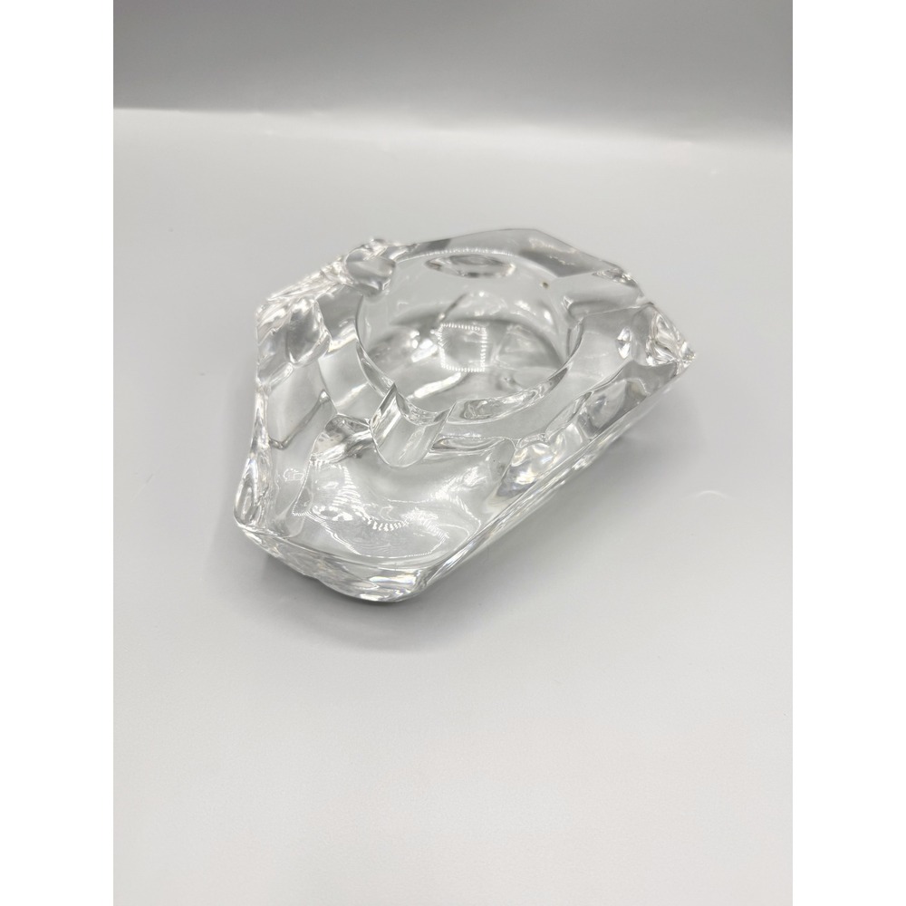 Vtg Daum Clear Ice Iceberg Glass Ashtray‎ Brutalist Organic Rock MCM Very Rare